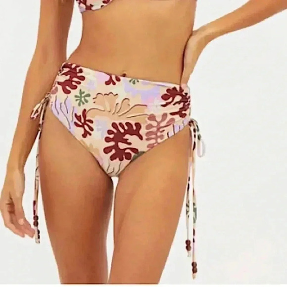 New Beach Riot High Rise Heather Bikini Bottom 70s Hippie Festival Beaded Desert - Picture 4 of 11